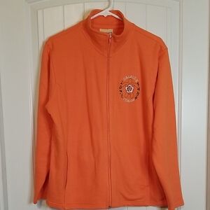 top stitch Seaside Oregon Orange Mostly Cotton Zip Up Jacket With Pockets Large